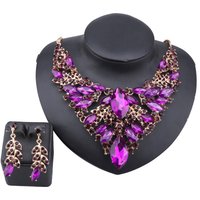 Fashion Crystal Rhinestones Pendant Necklace Earrings Bridal Wedding Party Accessories Decoration Jewelry Set