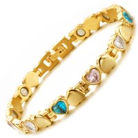 Men’s Jewelry Fashion Luxury Double Heart Diamond Heart Shaped Strong Magnetic Stainless Steel Bracelet Jewelry