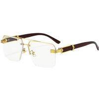 Unisex Accessories Semi-Rimless Sunglasses – Diamond Cut Frame & Marble Temples (UV400 & Fashion)