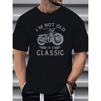 100% Pure Cotton Men's Summer Fashion Short Sleeved Classic Motorcycle Creative Printing Casual Slim Fit Versatile Top