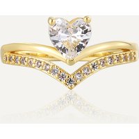 Temperament Luxury Double Layer Ring Female Love Zircon Retro Versatile Ring