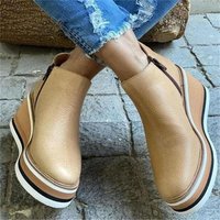 round head side pull wedge thick bottom short boots boots
