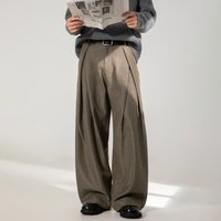 Pure Pleated Design Textured Casual Men Autumn Style Draped Loose Straight Trousers Trendy Brand Retro Oversized Long Pants