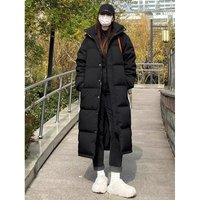"Extra-Long Winter Coat For Women – Detachable Hood Knee-Length Puffer Jacket (Black, S-XXL)"
