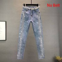 European Station Heavy Duty Casual High Waist Slim Hot Brick Slim All Match Straight Nine Point Jeans Trend