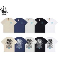 Stussy Small Fish Print Cylindrical Short Sleeved T shirt Made Pure Cotton Fabric Both