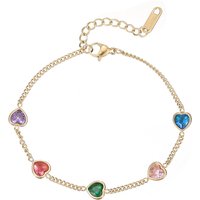 Women’s Jewelry Fashion Bracelet Mini Heart Shaped Colored Zircon Niche High Grade Stainless Steel Jewelry