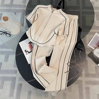 Clothing Street Sportswear Suits Summer Style Stylish Age Reducing Casual Wide Leg Pants Two Piece Suit