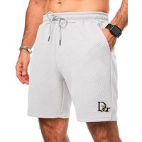 Textured Knit Casual Shorts DR Bear Print Relaxed Fit Beach Shorts