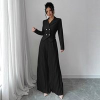 Women's Fashion Pant Set Pleated Skirt And Pants Two-Piece Casual Mid Waist Full Length Cotton Polyester