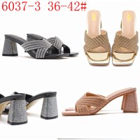 MS Women's Summer Sandals - Fashionable High Heel Open Toe Slippers With Rhinestones, Comfortable Wide Fit, Square Toe, Black/Gold/Pink