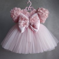 Princess Dress for Baby Girl's First Birthday Sweet Cute Style Children's Clothing Pink Mesh New Arrival