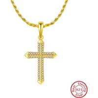 Zhuhai Shangda New Cross Zircon Stone Men's Trendy Personalized Hip Hop Necklace Jewelry