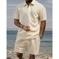 3D Casual Sports Suit Versatile Polo Shirt Short Sleeves Spring Summer Autumn Wear Beige Gray Khaki Loose Fit