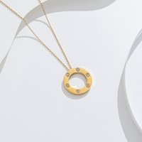 Stainless Steel Six Zircon Hollow Circle Fashion Style Men Chain Necklace For Women Jewelry Collar Pendant Friends Gifts