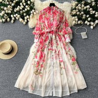 Elegant Floral Print Dress -Inspired Long Sleeve Wrap Dress (S-XXL, Chiffon, A-Line Silhouette)