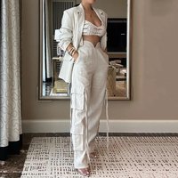 clothing Foreign Trade Cross border Summer Fashion Street Hottie Solid Casual Tops Set