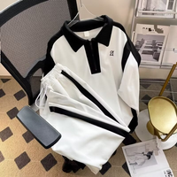 Clothing Retro Contrast Ootd Long Sleeved Sweatshirt Sports Straight Pants Two Piece Suit Loose Casual Suit