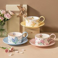 Original Floral Ceramic Coffee Cup Office Home Afternoon Tea Coffee Cup Saucer Set