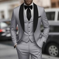 Modern Fit 3 Piece Suit Set Slim Cut Wedding Groom Best Man Formal Blazer Vest & Trousers 8 Colors