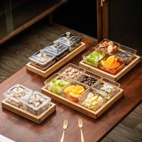 Premium Acrylic 6-Compartment Serving Tray - Party Snack & Candy Display Platter For Ktv & Catering (Sturdy Non-Slip & Dishwasher Safe)