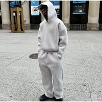Ropa para hombre, marca de moda, High Street, sudadera holgada con capucha de terciopelo, pantalones deportivos holgados con cordón, traje unisex