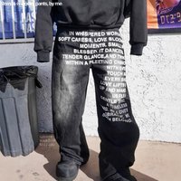 Clothing American Style Loose Fit Jeans Retro Patterned Letter Print Gothic Harajuku Hip Hop Streetwear