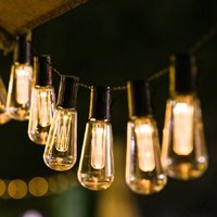 Guirnalda de luces solares para exteriores, 40 bombillas LED Edison, impermeable, para jardín, camping, patio y decoración navideña, longitud de 5
