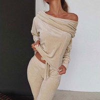 clothing solid fashionable casual one shoulder bow slim home suit