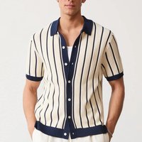 Men's Solid Color Short Sleeved Lapel Knitted Polo Shirt