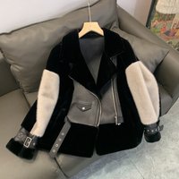 Faux Fur Jacket Fashion Coat PU Leather Trim Short Length Stylish Motorcycle Design Soft & Warm Winter Outerwear 