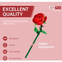 Building Blocks red rose building blocks bouquet puzzle assembly home decoration Valentine’s Day gift