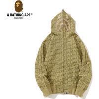 A BATHING APE ABC CAMO High Quality Pure Cotton Version Yellow Full Print Hoodie SHARK FULL ZIP HOODIE MENS AND WOMEN