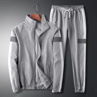 Men's Korean Style Stand Collar Jacket & Loose Trousers Set – Breathable Cotton (M-5XL, Black/Grey/White)