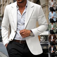  Lightweight Business Blazer – Wrinkle Free Polyester Suit Jacket Single Breasted Notch Lapel Casual To Smart Office Wear 