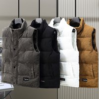 Clothing Down Cotton Vest Autumn Winter Thickened Corduroy Stand Collar Vest Trendy Jacket Warm Vest Vest Shoulder Outer Wear