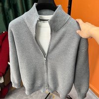 " Slim Fit Zip Up Knit Sweater – Lightweight Polyester Pullover Stand Collar "