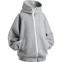 Men's Clothing Cardigan Sweatshirt Jacket Loose Jacket Top Men's Stylish Zip-Up Hooded Sweatshirt Jacket - Loose Fit Casual Outerwear In Grey
