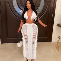 Clothing Sexy Tassel Knitted Beach Dress Set Hot Sale