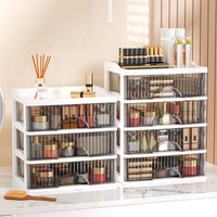 Light Luxury Drawer Style Desktop Layer Cosmetics Transparent Dressing Table Storage Box Organizing Cabinet