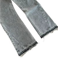 Spring 2027 Fashion European American Retro American High Street Washed Old Rough Edge Jeans Personalized Street Casual Straight Leg Denim Pants