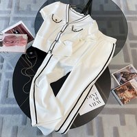 Clothing Short Sleeved Casual Sports Suit Summer Fashion Thin Cardigan Top Straight Wide Leg Trousers Two Piece Suit