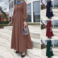 casual loose solid belt zipper long dress long skirt