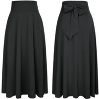 Elegant Flowy Midi Skirt Crisscross Ties Soft Polyester Fabric Line Silhouette Black Grey Burgundy S M L Sizes