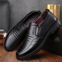 Autumn leather shoes round head breathable British shoes soft sole