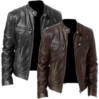 European standing collar trend spring autumn leather ja handsome motorcycle suit oversized