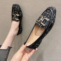 Spring Leather Loafers, Women's Small Fragrant Style Flat Bottomed Round Toe Single Shoes, Soft Soled Grandma Bean Shoes