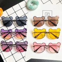 Mother& sunglasses Cartoon fashion metal frame sunglasses street photo bear frame sunshade mirror