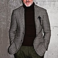 2025 Popular Casual Suit Fashionable Business Top Single Breasted Slim Fit Grid