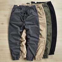 Clothing casual pants cuffs trendy loose versatile overalls wear resistant work solid long pants